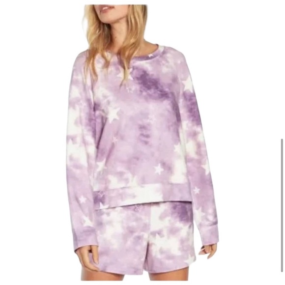 WILDFOX Purple Tie Dye Sweatshirt + Short Lounge Set XXL NEW - Picture 5 of 5